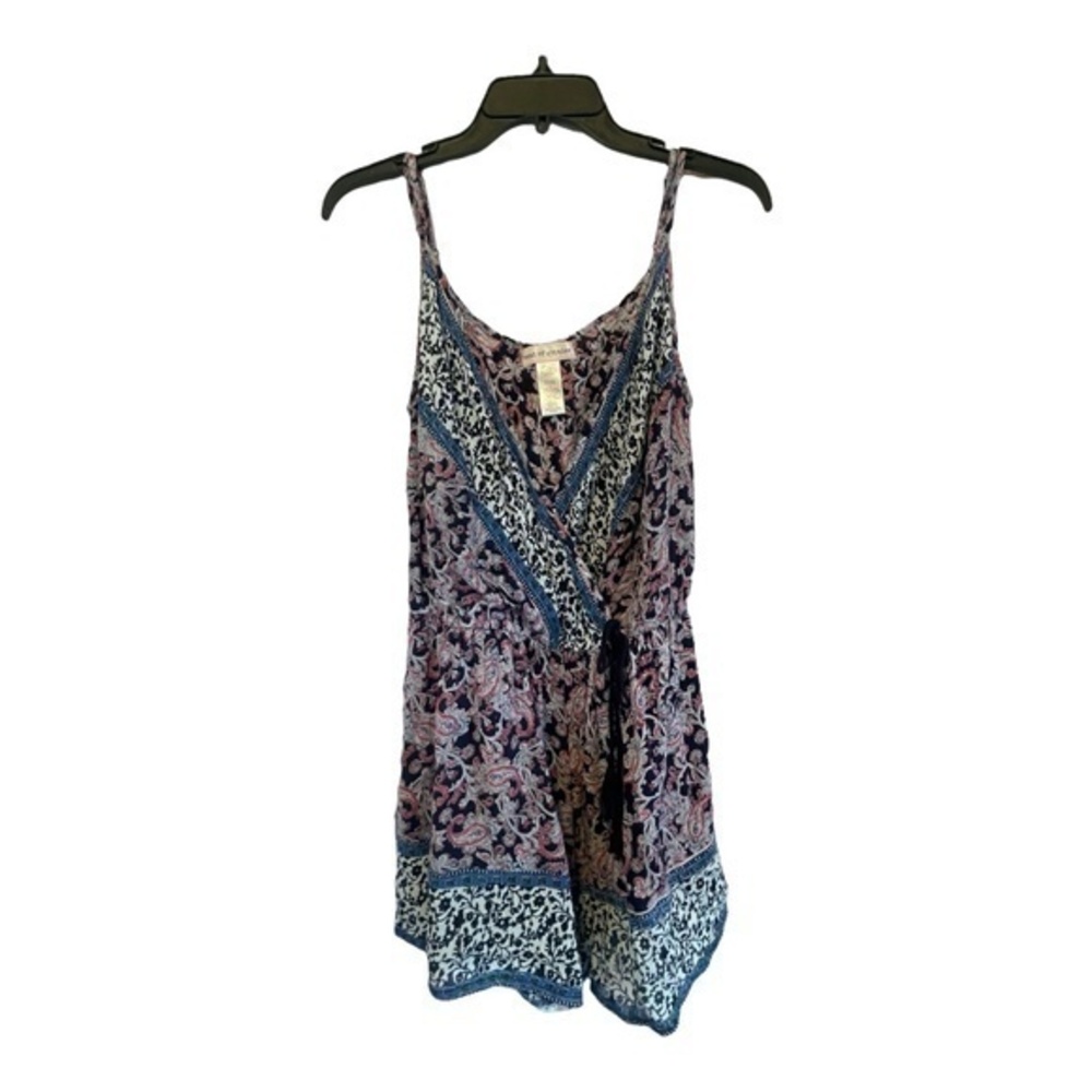 Band of Gypsies Womens Floral Paisley Multicolor Romper Lightweight Crepe Rayon